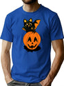 268 Retro Bat Jack-O'-Lantern T-Shirt for Men & Women, T-Shirts Graphic Tee - Blue