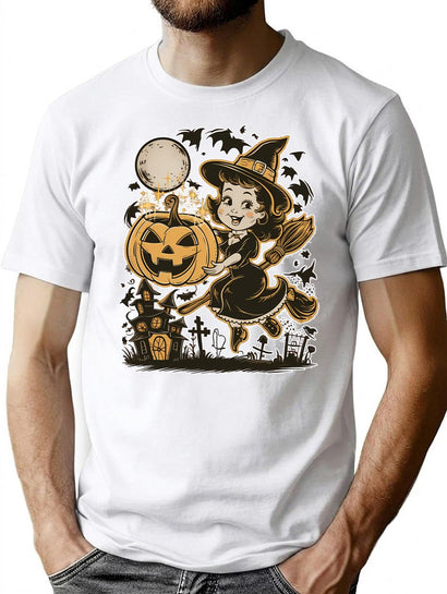 270 Happy Halloween Witch T-Shirt for Men & Women, T-Shirts Graphic Tee - Black