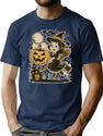 270 Happy Halloween Witch T-Shirt for Men & Women, T-Shirts Graphic Tee - Navy
