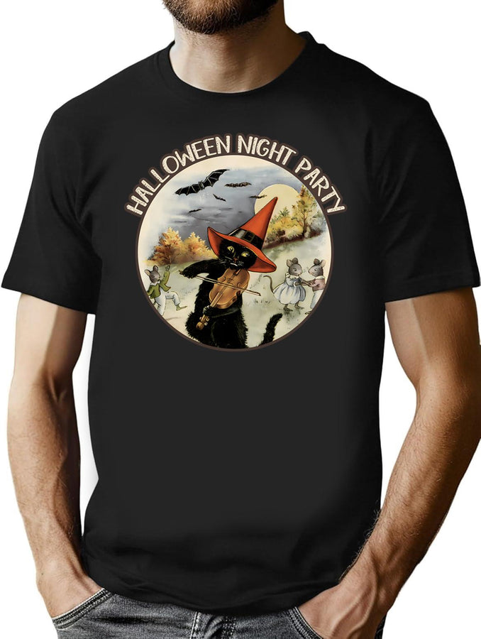 276 Vintage Halloween Night Party T-Shirt for Men & Women, T-Shirts Graphic Tee - Black