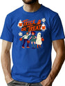 282 Vintage Halloween Trick Or Treat T-Shirt for Men & Women, T-Shirts Graphic Tee - Blue
