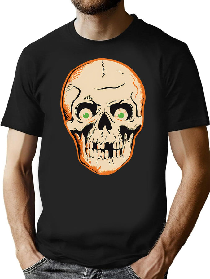 283 Creepy Halloween Skull With Eyeballs T-Shirt for Men & Women, T-Shirts Graphic Tee - Black