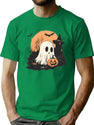 285 Ghost With Jack-O'-Lantern T-Shirt for Men & Women, T-Shirts Graphic Tee - Green