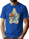 29 Retro Style Ghost And Pumpkin T-Shirt for Men & Women, T-Shirts Graphic Tee - Blue