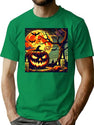 291 Vintage Retro Halloween Pumpkin Design T-Shirt for Men & Women, T-Shirts Graphic Tee - Green