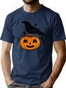 299 Halloween Pumpkin And Crow T-Shirt for Men & Women, T-Shirts Graphic Tee - Navy