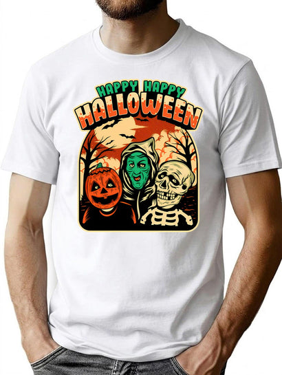 300 Happy Happy Halloween T-Shirt for Men & Women, T-Shirts Graphic Tee - Black