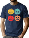 301 Pumpkin Faces Vintage Halloween T-Shirt for Men & Women, T-Shirts Graphic Tee - Navy