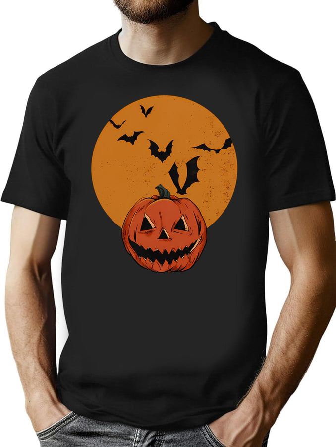 305 Vintage Halloween Spooky Pumpkin T-Shirt for Men & Women, T-Shirts Graphic Tee - Black