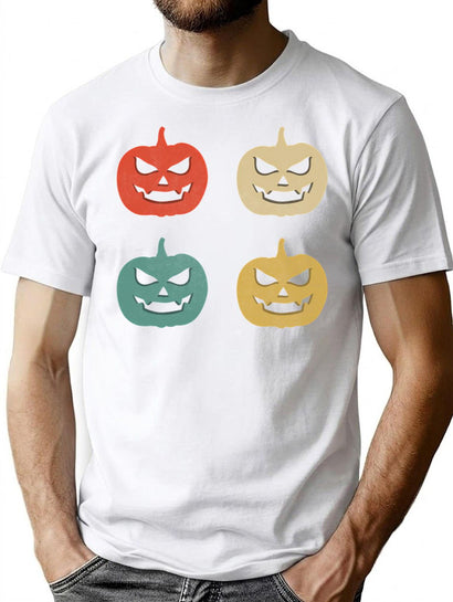 309 Halloween Vintage Pumpkins Scary Face Retro - Cute Pumpkin Face Horror To Halloween Party T-Shirt for Men & Women, T-Shirts Graphic Tee - Black