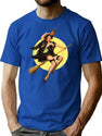 317 Vintage Pin Up Witch Halloween Pinup Girl Funny T-Shirt for Men & Women, T-Shirts Graphic Tee - Blue