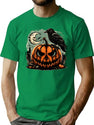 330 Vintage Pumpkin Scene Halloween T-Shirt for Men & Women, T-Shirts Graphic Tee - Green