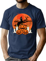337 Vintage Pumpkin Scene Halloween T-Shirt for Men & Women, T-Shirts Graphic Tee - Navy