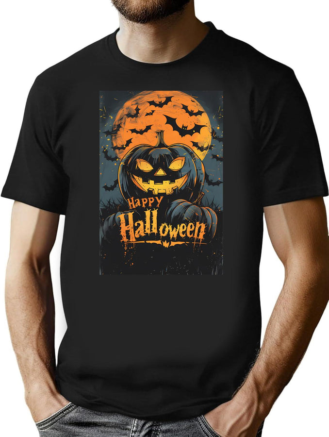 340 Happy Halloween T-Shirt for Men & Women, T-Shirts Graphic Tee - Black