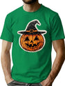 341 Vintage Jack-O'-Lantern With Witch Hat Sticker T-Shirt for Men & Women, T-Shirts Graphic Tee - Green