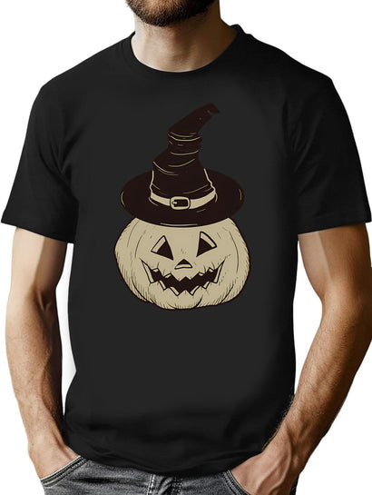 344 Gray Pumpkin Halloween Design T-Shirt for Men & Women, T-Shirts Graphic Tee - Black