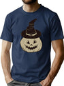 344 Gray Pumpkin Halloween Design T-Shirt for Men & Women, T-Shirts Graphic Tee - Navy