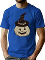344 Gray Pumpkin Halloween Design T-Shirt for Men & Women, T-Shirts Graphic Tee - Blue