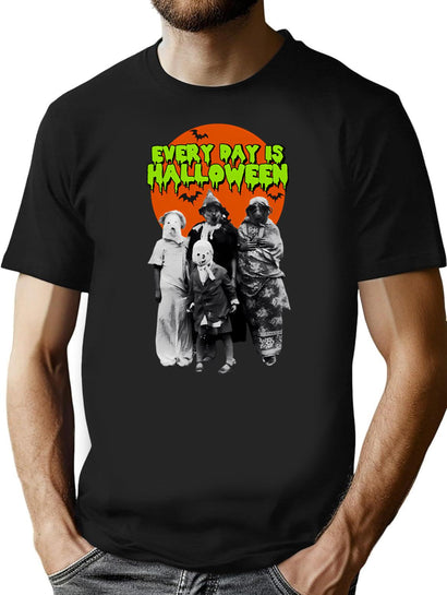 350 Vintage Creepy Halloween T-Shirt for Men & Women, T-Shirts Graphic Tee - Black