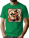 351 Vintage Happy Halloween Witches T-Shirt for Men & Women, T-Shirts Graphic Tee - Green