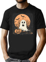 356 Ghost And Jack-O'-Lantern Halloween Duo T-Shirt for Men & Women, T-Shirts Graphic Tee - Black