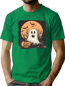356 Ghost And Jack-O'-Lantern Halloween Duo T-Shirt for Men & Women, T-Shirts Graphic Tee - Green