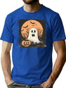 356 Ghost And Jack-O'-Lantern Halloween Duo T-Shirt for Men & Women, T-Shirts Graphic Tee - Blue