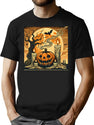 357 Vintage Halloween Pumpkin Glow T-Shirt for Men & Women, T-Shirts Graphic Tee - Black