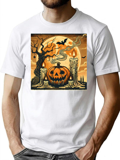 357 Vintage Halloween Pumpkin Glow T-Shirt for Men & Women, T-Shirts Graphic Tee - Black