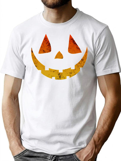 359 Halloween Vintage Jack O Lantern Pumpkin Face Costume Distressed T-Shirt for Men & Women, T-Shirts Graphic Tee - Black