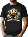 363 Retro Cartoon Pumpkin Vintage Halloween Style T-Shirt for Men & Women, T-Shirts Graphic Tee - Black