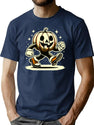 363 Retro Cartoon Pumpkin Vintage Halloween Style T-Shirt for Men & Women, T-Shirts Graphic Tee - Navy