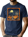 365 Pumpkin Scene Halloween T-Shirt T-Shirt for Men & Women, T-Shirts Graphic Tee - Navy