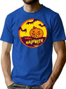 370 Happy Halloween Pumpkin And Bat T-Shirt for Men & Women, T-Shirts Graphic Tee - Blue