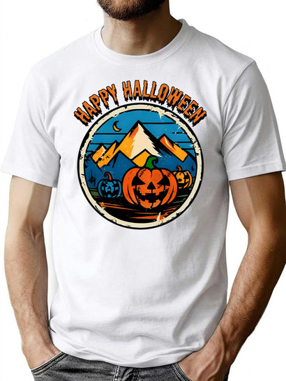 372 Happy Halloween Vintage T-Shirt for Men & Women, T-Shirts Graphic Tee - Black