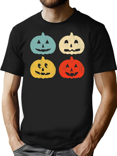 377 Happy Halloween Pumpkins T-Shirt for Men & Women, T-Shirts Graphic Tee - Black