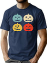 377 Happy Halloween Pumpkins T-Shirt for Men & Women, T-Shirts Graphic Tee - Navy