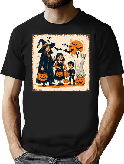 378 Retro Trick-Or-Treat Parade Halloween Shirt T-Shirt for Men & Women, T-Shirts Graphic Tee - Black