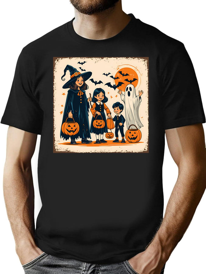 378 Retro Trick-Or-Treat Parade Halloween Shirt T-Shirt for Men & Women, T-Shirts Graphic Tee - Black