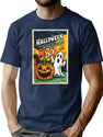 390 Halloween Vintage Pumpkin Boo T-Shirt for Men & Women, T-Shirts Graphic Tee - Navy