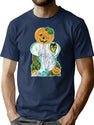 397 Vintage Halloween Ghost Pumpkin Face Cut Out T-Shirt for Men & Women, T-Shirts Graphic Tee - Navy