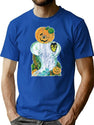 397 Vintage Halloween Ghost Pumpkin Face Cut Out T-Shirt for Men & Women, T-Shirts Graphic Tee - Blue