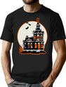 4 Vintage Style Haunted House - Happy Halloween T-Shirt for Men & Women, T-Shirts Graphic Tee - Black