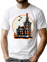 4 Vintage Style Haunted House - Happy Halloween T-Shirt for Men & Women, T-Shirts Graphic Tee - White