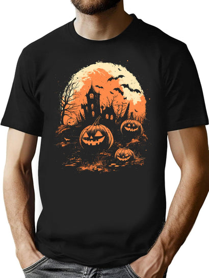 40 Grunge Halloween Nightmare Eerie Castle T-Shirt for Men & Women, T-Shirts Graphic Tee - Black