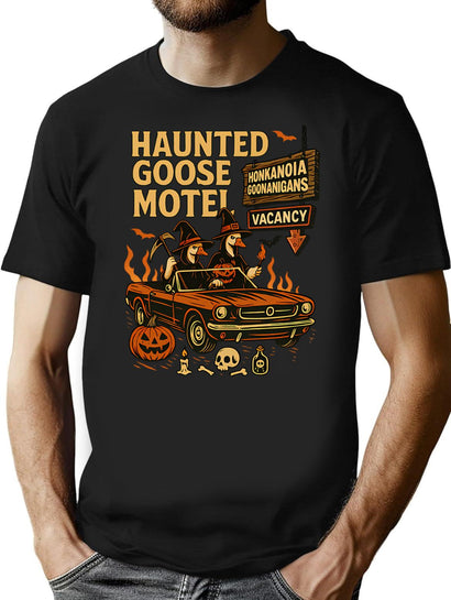 404 Haunted Goose Motel T-Shirt for Men & Women, T-Shirts Graphic Tee - Black
