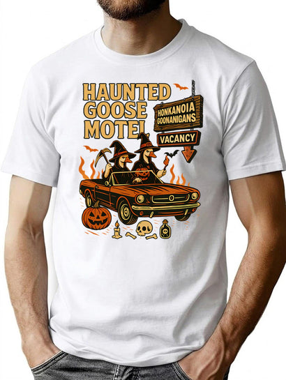404 Haunted Goose Motel T-Shirt for Men & Women, T-Shirts Graphic Tee - Black