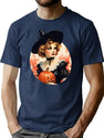 406 Vintage Halloween Witch T-Shirt for Men & Women, T-Shirts Graphic Tee - Navy