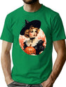406 Vintage Halloween Witch T-Shirt for Men & Women, T-Shirts Graphic Tee - Green