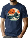 408 Scary Pumpkin House T-Shirt for Men & Women, T-Shirts Graphic Tee - Navy